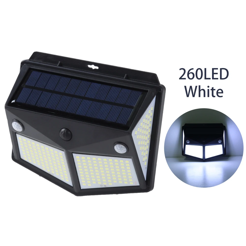 

260LED Solar Lights Outdoor Motion Sensor Security Lighting 3-Modes Garden Wall Light for Patio Porch Fence Doorway Yard Path