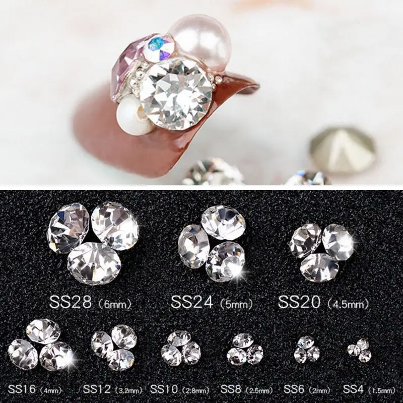 144/1440p ss8 라운드 컬러 지적 다시 유리 스톤 체코 크리스탈 Diamantes 라인 석 네일 아트 장식 보석 비즈 만들기