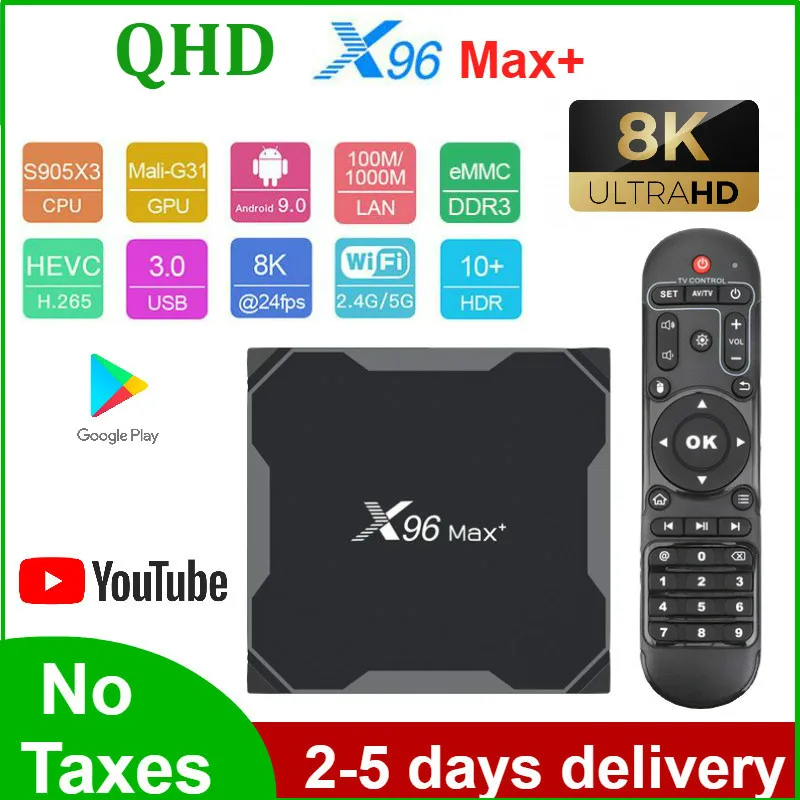 X96 MAX plus Leadcool qhdtv 8K Android 9.0 Smart TV Box Quad Core S905X3 Media Player 32G/64G QHDTV code X96MAX set top box