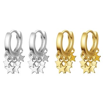 

2020 New Fashion 925 Sterling Silver Hoop Earrings With Stars Tassel Pendant Earrings For Women Gifts Party Huggies Earrings