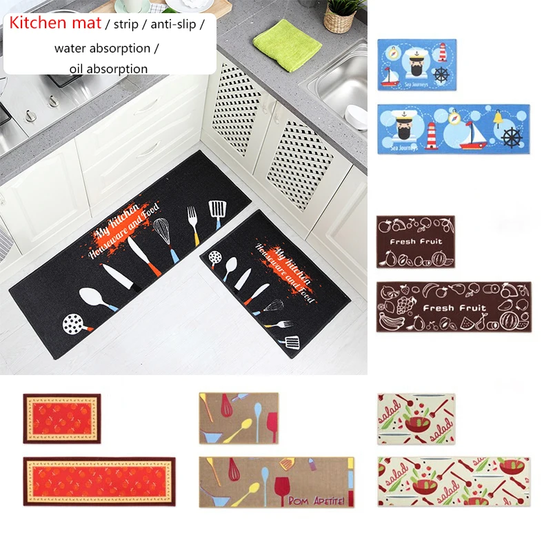 Long Kitchen Rug Anti Slip Bathroom Floor Mats Water Absorption Kitchen Carpets