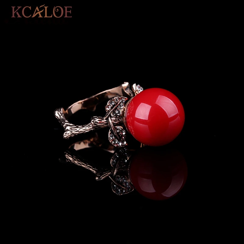 KCALOE кольца из натурального камня красный коралл розовое золото цвет Bijoux Femme