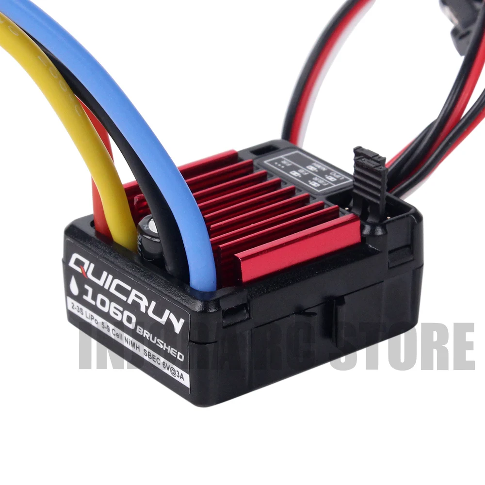 1060 60A Waterproof QUICRUN Brushed ESC Speed Controller with 6V/3A BEC for 1/10 RC Crawler Car