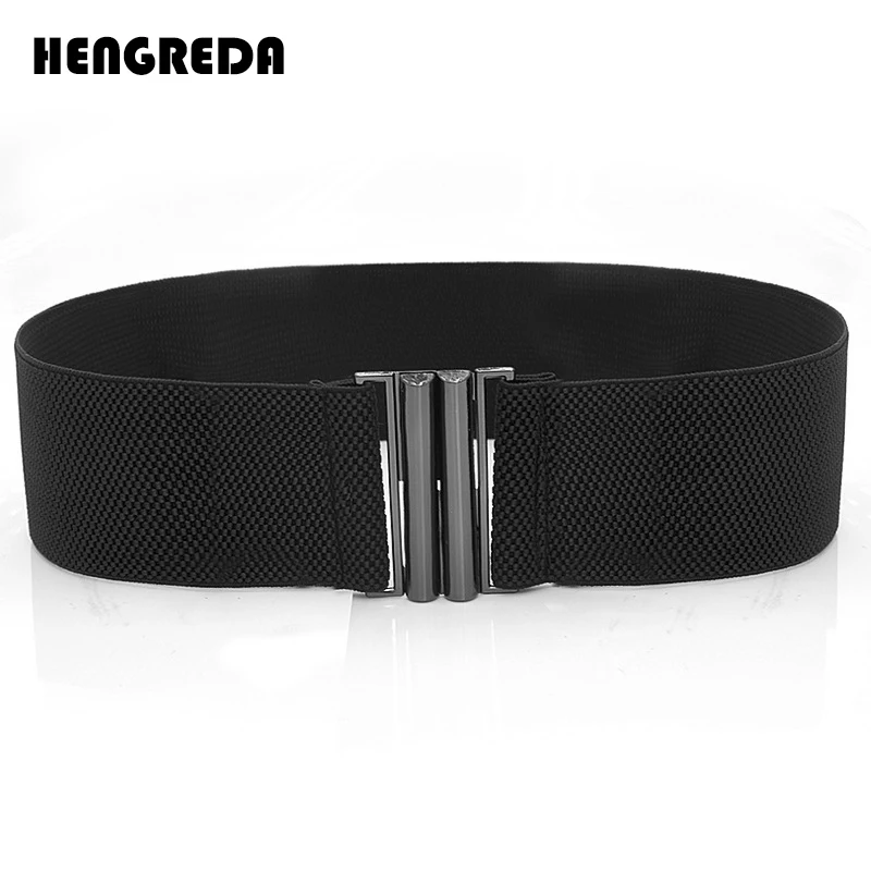 Women Elastic Belt Black Wide Stretchy 