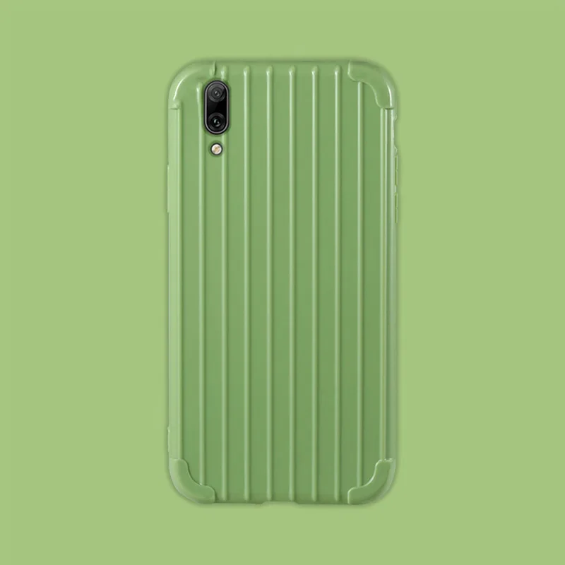 green Роскошный багажный чехол для huawei Y7 Pro, модный милый чехол для костюма, чехол для багажника из ТПУ, силиконовая задняя крышка для huawei y7 pro, защитный чехол - Цвет: green