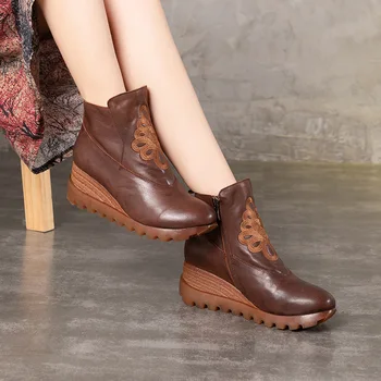 

2019 Boots Women Genuine Leather Shoes For Winter Boots Shoes Woman Casual Spring Genuine Leather Botas Mujer Female Ankle Boots