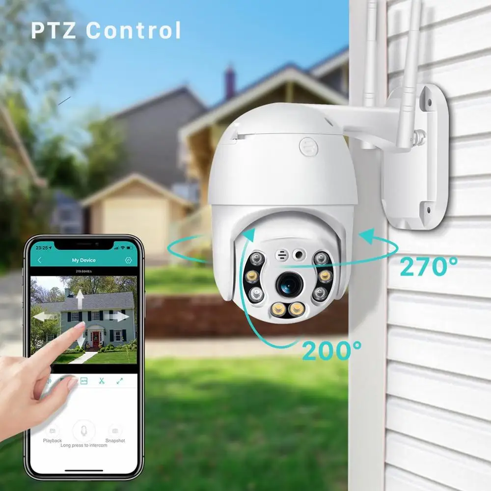 

1080P Outdoor Speed Dome Wifi Camera IP 2MP H.265 Audio PTZ Wireless Camera Ai Cloud-SD Slot ONVIF Surveillance IP Camera