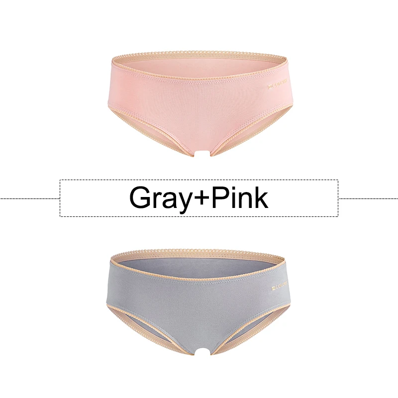Gray-Pink 2 шт/лот Бесшовные женские трусики хлопковые трусы сексуальное кружевное белье с низкой посадкой эластичное женское нижнее белье M-3XL большие размеры трусики - Цвет: Gray-Pink