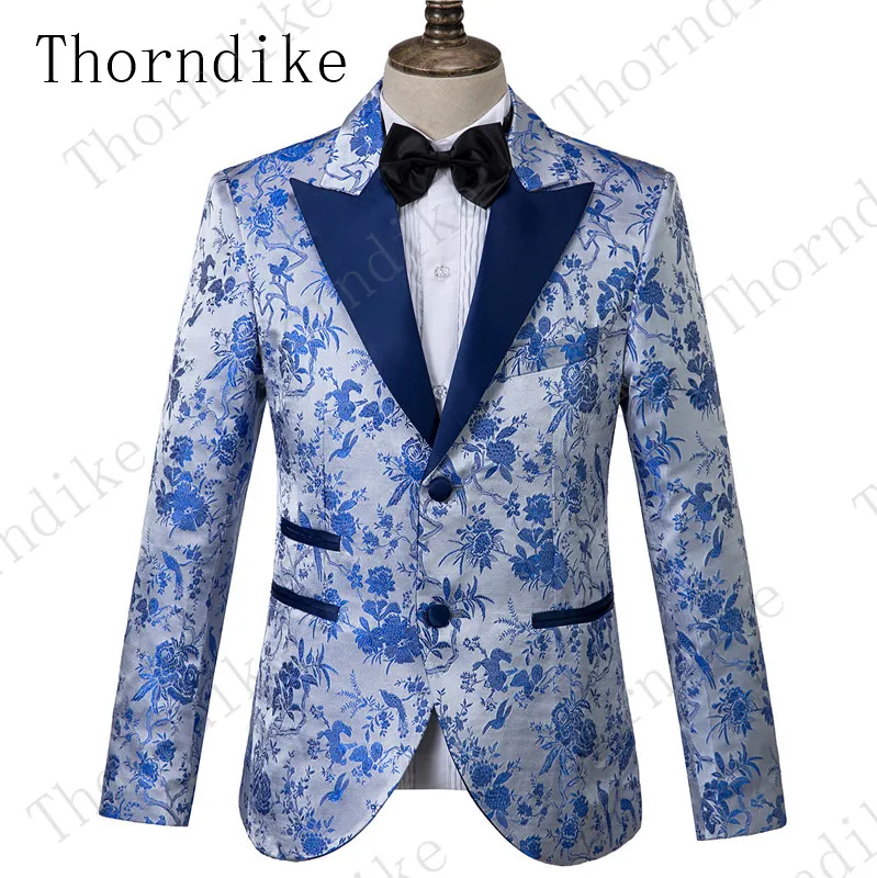 Thorndike высокое качество костюм Homme 2 шт повседневный мужской костюм китайский стиль смокинг для выпускного костюм для мужчин цветочный узор свадебный костюм