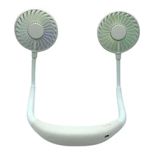 USB Перезаряжаемый шейный подвесной вентилятор для шеи, персональный светодиодный мини-вентилятор без рук, черный/синий/розовый/зеленый цвет на выбор