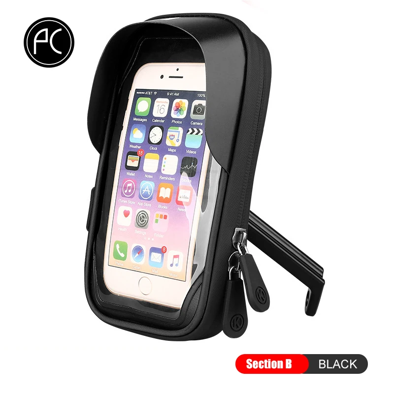 RM Black PCycling велосипедная сумка, вращающаяся на руль велосипеда, сумки 6,4 дюймов, сумка для мобильного телефона с сенсорным экраном, водонепроницаемая сумка, аксессуары для велоспорта - Цвет: RM Black