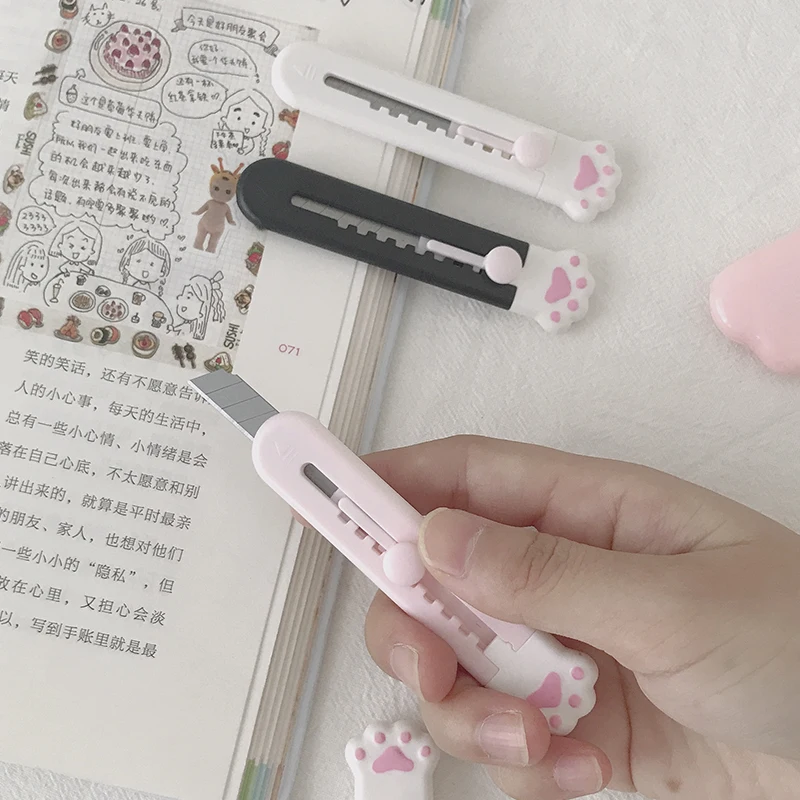 Portalble Cute Girly Pink Cat Paw Alloy Art Cutter Utility Knife