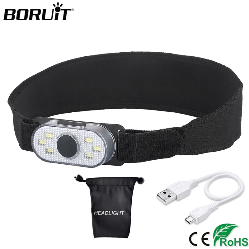 BORUiT COB светодиодный мини-налобный фонарь 4-режимный красный светильник