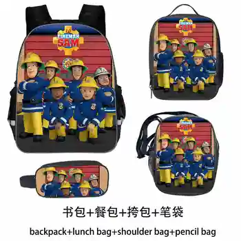 

3 pcs/set Baby Boys Lovey Fireman Sam Printed Backpacks Children Schoolbag For Kindergarten Bookbag Fashion Kids Backpack