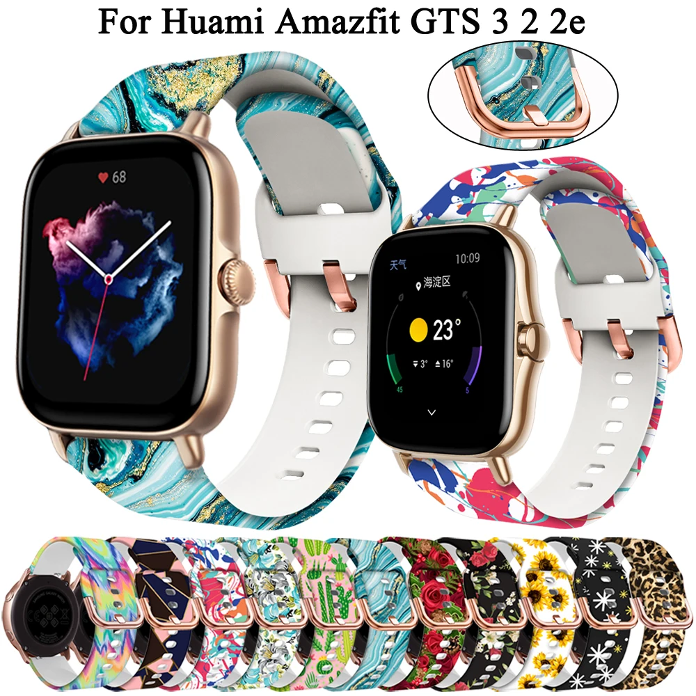 

Ремешок для смарт-часов Huami Amazfit GTS 3 2 2e, браслет с принтом для Amazfit GTS Bip U S Pace Lite GTR 42 мм, 20 мм
