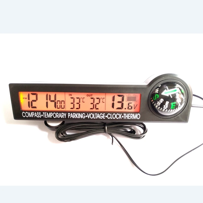 Orologio E Temperatura per Auto + Multifunzionale 12V Car Auto Lcd Orologio Digitale Termometro Igrometro Previsioni Meteo Misuratore di Tensione di Temperatura Monitor