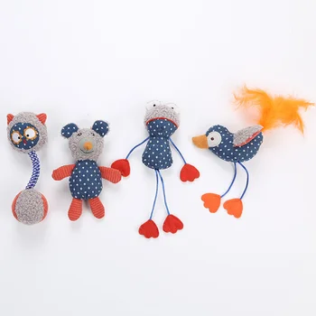 

4pcs Cat Teasing Toy Pet Entertaining Toy New Stuffed Toys Various Animal Models Cat Playthings Colorful (String with Ball, Bear