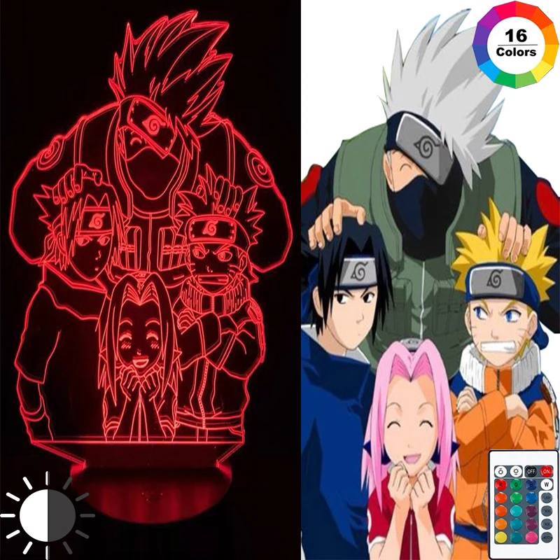 

Anime Lampe Naruto Team 7 Sasuke Figure Itachi Uchiha LED Sensor Battery Touch Light Lampka Nocna Mangas Night Lights