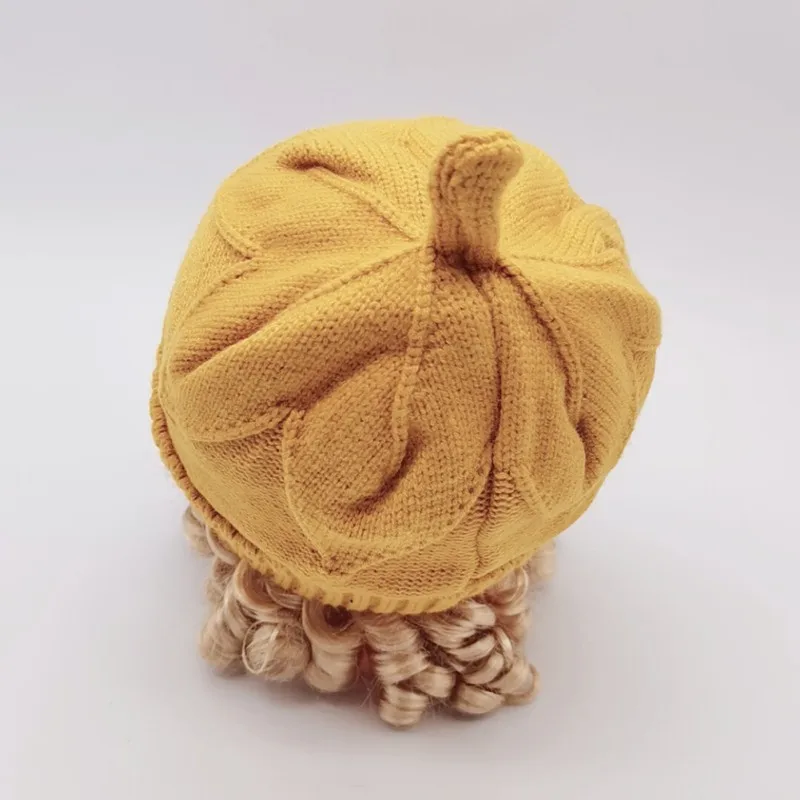 Зимняя хлопковая теплая шапка с ушками для маленьких девочек, детская вязаная шапочка с милым бантом, дизайнерская шапка с имитацией косы, От 1 до 3 лет