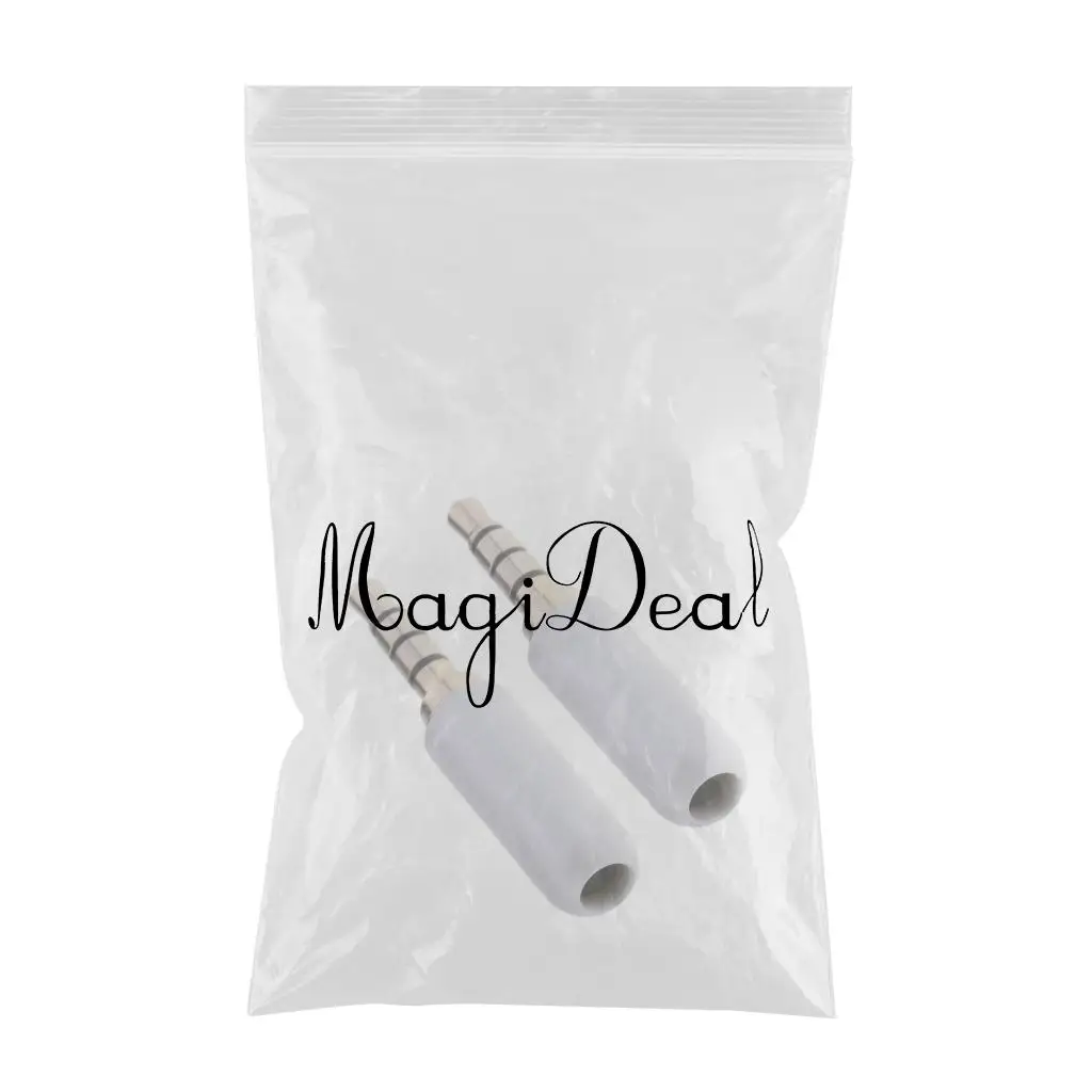 2Pack 3.5mm 4 Pole TRRS Male Plug headphone Jack Cable Connector, White Wire Connector Heaphone Plug Earphone Jack