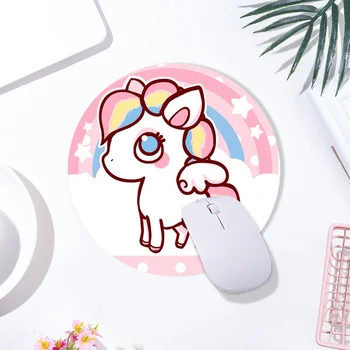 

Rainbow Unicorn Mouse Pad Round Desk-Mat Non-slip Gaming Mousepad 20CM Round For Computer Game Office Mice Padding Accessories