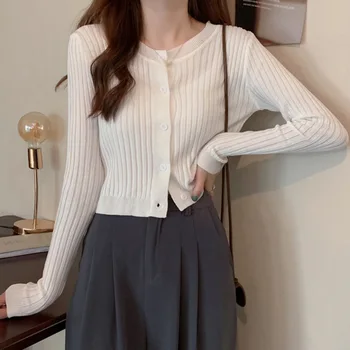 Casual cardigans sweater button down korean fashion knitted sun protection thin outer wear