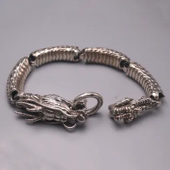 

Real Silver 925 Bracelet Chain For Man Dragon Head Scale 14mm Domineering Personally Bracelet