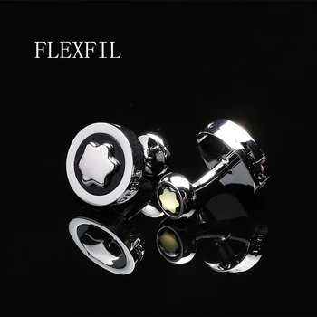 

FLEXFIL Luxury shirt cufflinks for men's Brand cuff buttons cuff links gemelos High Quality round wedding abotoaduras Jewelry