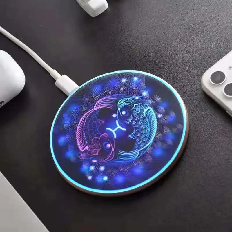 apple charging pad Wireless Charging Pad with Constellations, Qi Wireless Charger for iPhone/Samsung/Xiaomi/Huawei, All Qi-enabled devices charging stand for phone