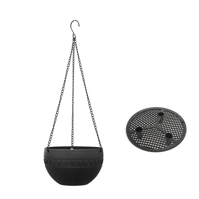 Imitation Rattan Hanging Basket  Flower Pot Chain  Basin  Economic Hydroponic Plants Plant Grow Basin Home Garden Decoration black