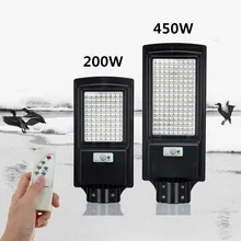 200 Вт 450 Вт Светодиодный уличный фонарь на солнечной батарее водонепроницаемый IP65 светильник с датчиком движения уличный светильник с дистанционным управлением настенный светильник для сада