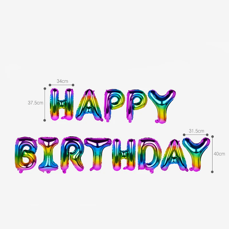 Фольгированные буквы С Днем Рождения комплект 16 дюймов градиент Цвет День