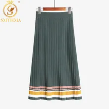 Smthma Новая мода Женская подиумная Высокая уличная цветная облегающая трикотажная юбка с высокой талией Женская осенне-зимняя теплая юбка