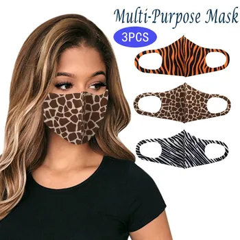 

3pc Adult Printed Ice Silk Mask Protective Dust And Haze Mask Anti-pollution Anti-smog Reusable Masque De Protection Lavable