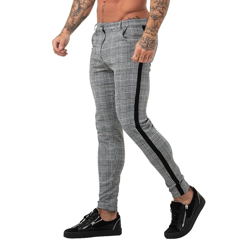 plaid side stripe pants