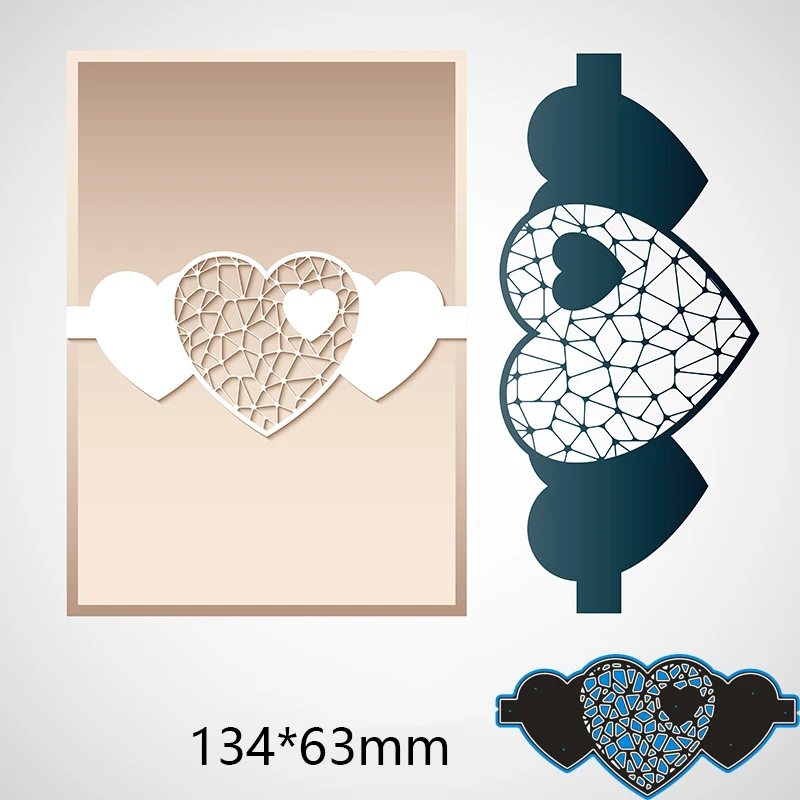 

New Metal Cutting Dies Hollow Heart For Card DIY Scrapbooking Stencil Paper Craft Album Template 134*63mm