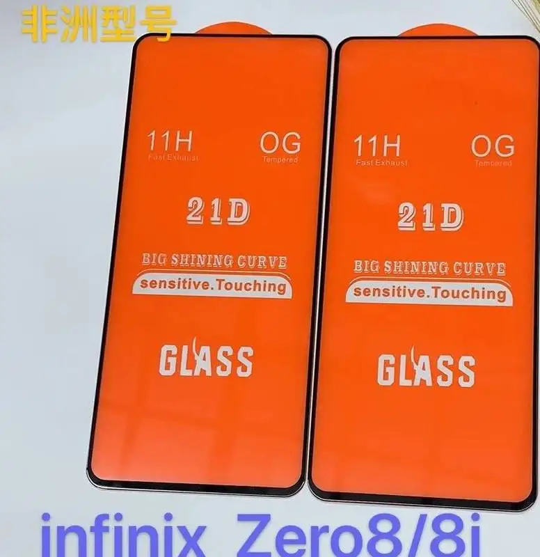 2 шт 21D полное клеевое закаленное стекло для infinix Zero 8 8I 10H Полное покрытие экрана Защитная пленка 8I|Защитные