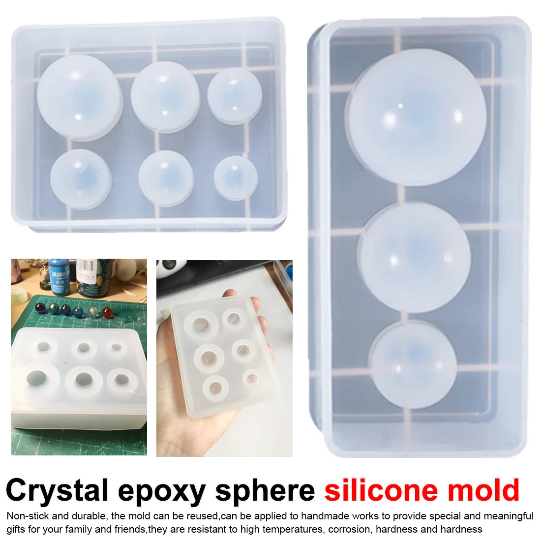 

Silicone Mold DIY Stereo Spherical Jewelry Making DIY Balls Epoxy Resin Molds Crafts Handmade Cake Fondant Decoration