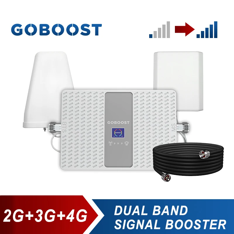 

GOBOOST Dual Band Signal Booster 2g 3g 4g CDMA GSM DCS WCDMA PCS AWS Band 123458 Cellphone Reperter Amplifier Antenna Kit