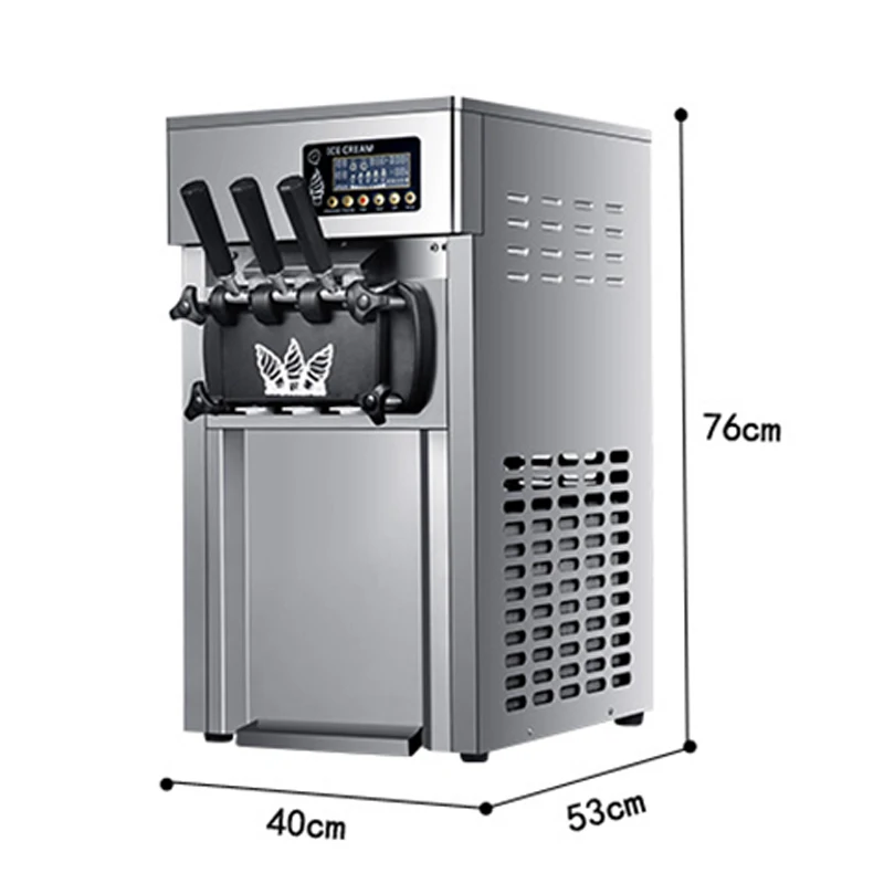 ZM-A168 Ice Cream Machine 16-18L/H Commercial Desktop Small Three-color Soft Ice Cream Machine 1200W Ice Cream Cone Machine 6