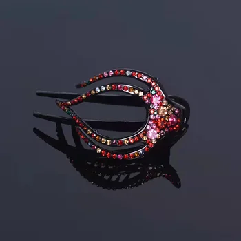Rhinestone Flower Duckbill Hair Claws Vintage Hair Clips Barrettes Accessories Women Girls Shinning Hairpin Ponytail Headdress 5
