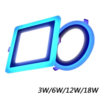 

AC 85-265V LED Panel Light Modern Ceiling light 3W 6W 12W 18W Double Color(White+Blue) Led Light Panel Ultra-thin painel de led