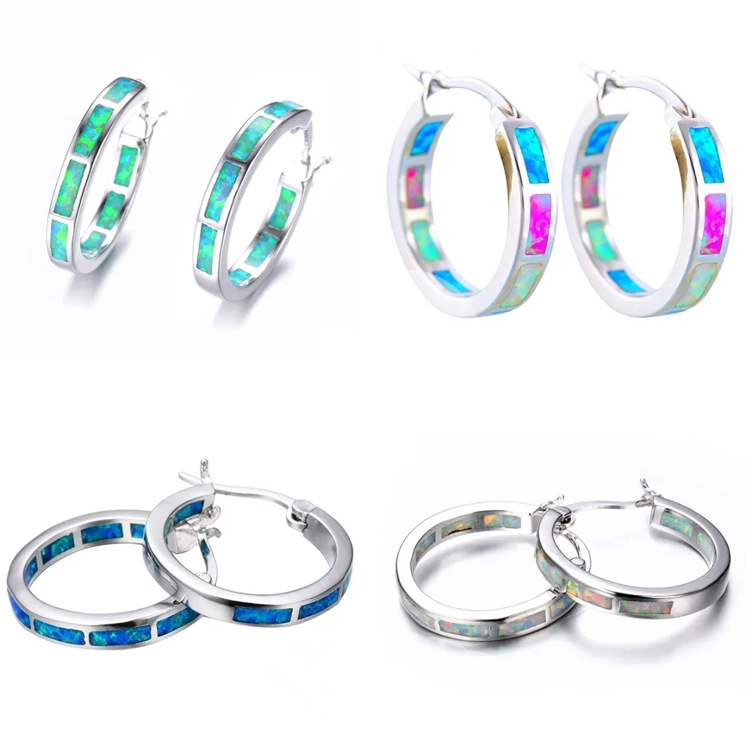 Statement Large Circle Opal Earring For Women Shellhard Crystal Stone Big Round Ear Loop Hoop Earring Geometric Jewelry brincos
