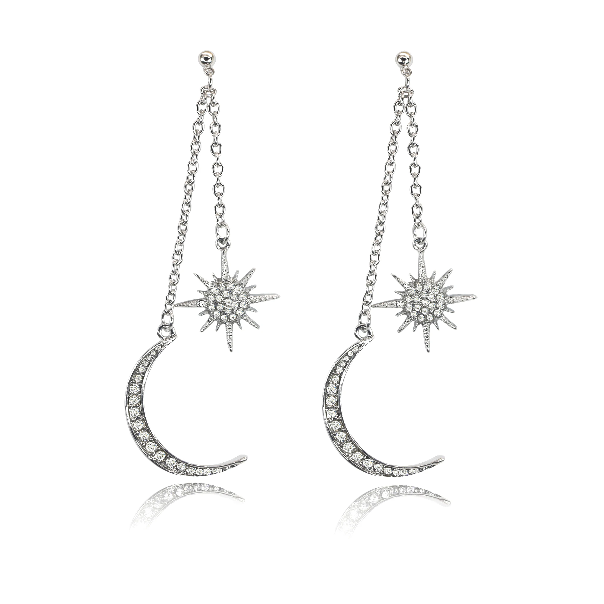 Silver LEGENSTAR, новая мода, классические геометрические Женские Висячие серьги, асимметричные серьги звезды и Луны, женские корейские ювелирные изделия - Окраска металла: Silver