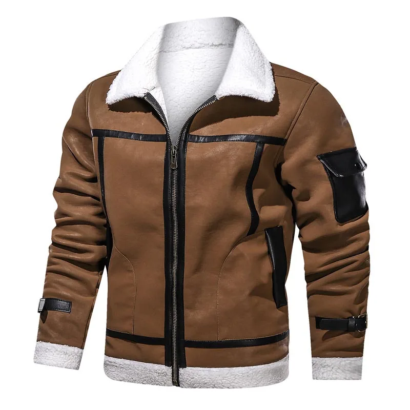 Mcikkny Men Wool Leather Jackets And Coats Fur Collar Winter Warm Outwear Coats Male Top Clothing Windbreak (14)