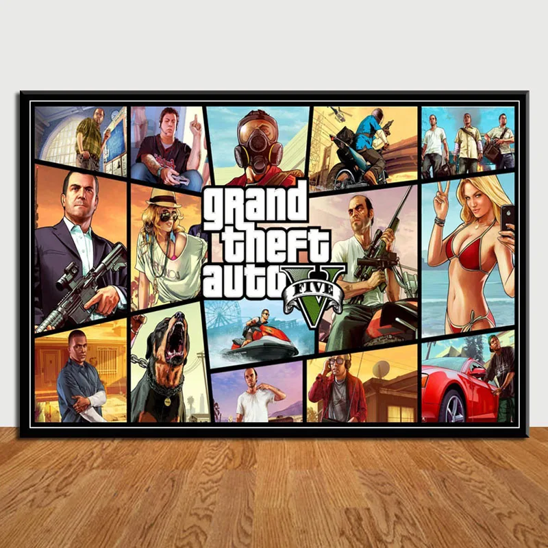 Горячая игра Обложка Grand Theft Auto 5 GTA Горячая видео игра искусство холст живопись плакат настенный Декор для дома