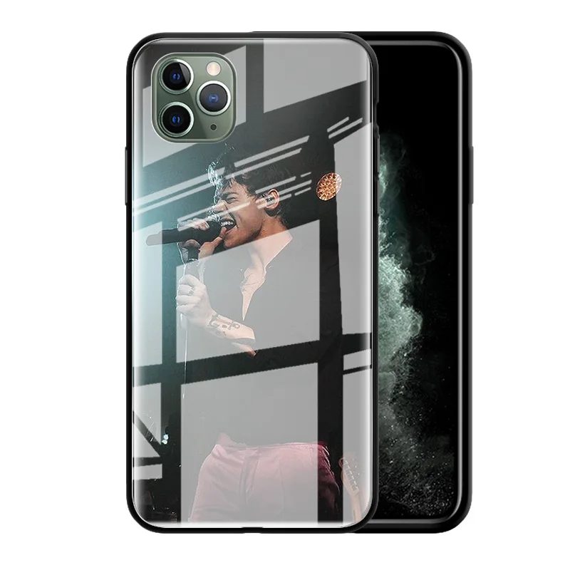 Glass Case For Apple iPhone 12 11 Pro Max 8 7 XS XR X 6 6S Plus SE 2020 Mobile Phone Coque Fundas Fine Line Harry Styles 1D