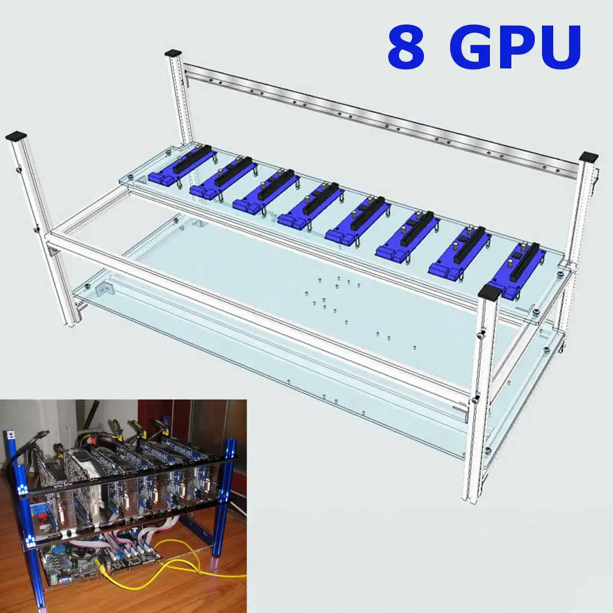 8 Gpuマイナーマイニングリグアルミニウム積み重ね可能なオープンエアケースコンピューターethframe Rig For Bitcon Miner Kit Unassembled Ethereum Aliexpress