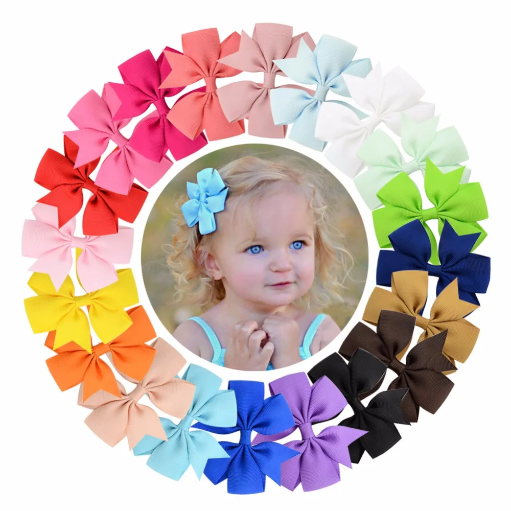 Mixcolor-20-40pcs-lot-3-Inch-Grosgrain-Ribbon-Hairpins-Girl-Bows-With-Clip-Hair-Clips-Kids