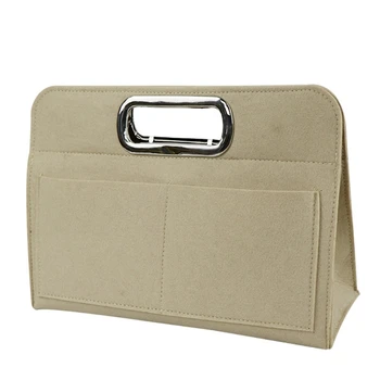 

Handle Felt Insert Bag with Pockets Purse Organizer Handbag Tote Portable Felt File Bags Multi Pockets